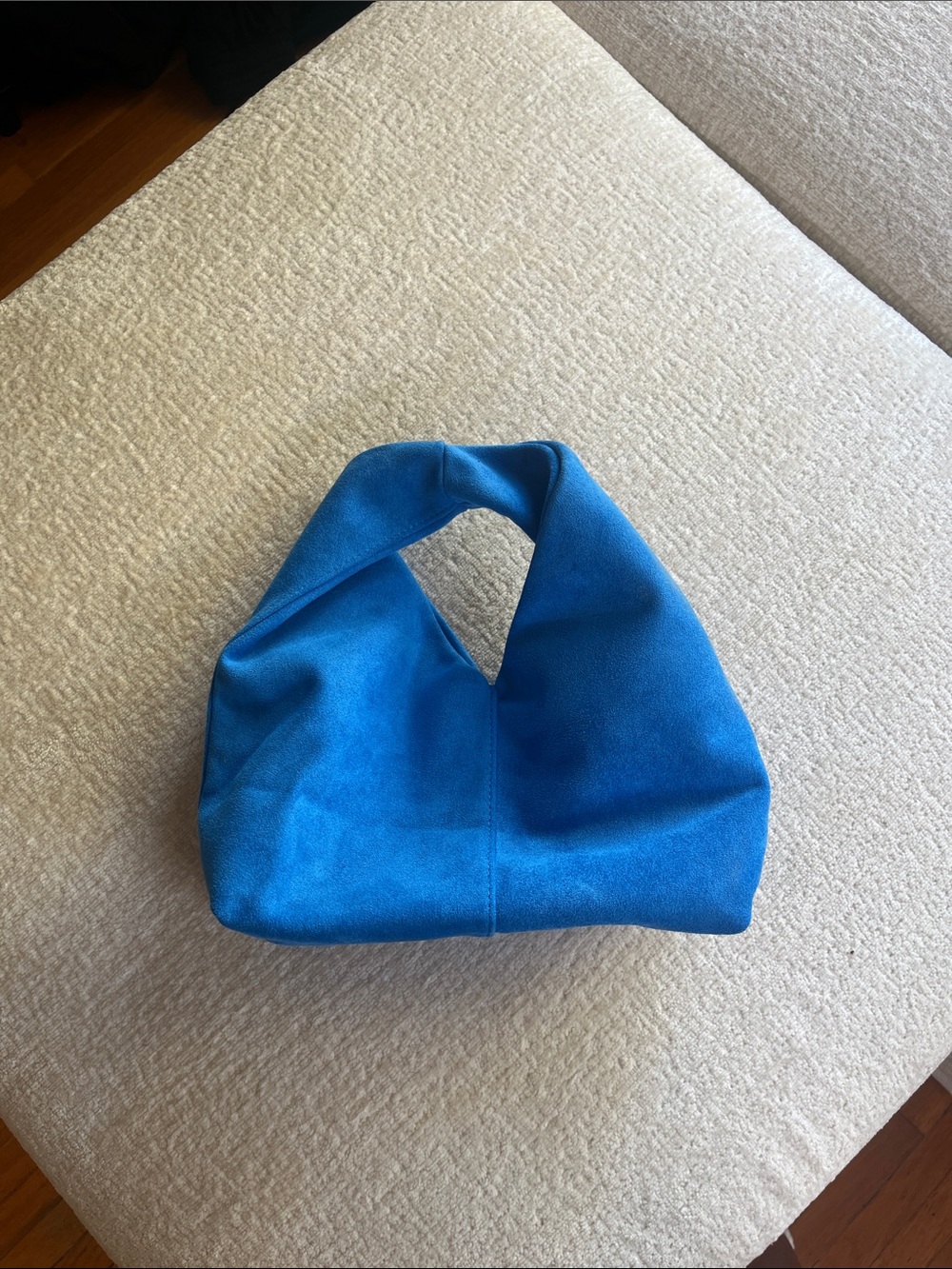 Blue Suede Knot-Handle Women’s Shoulder Bag